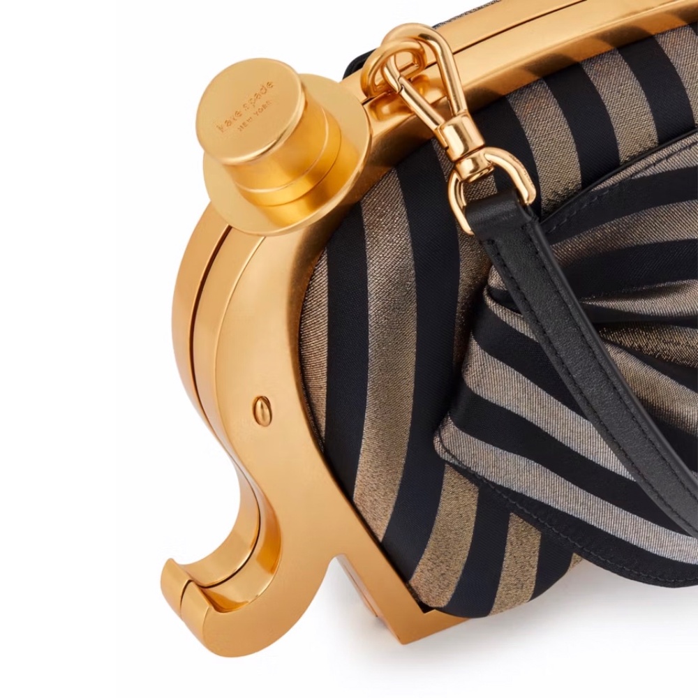Kate Spade Ellie Striped 3d Elephant Metallic Crossbody & Clutch Bag - Picture 3 of 14